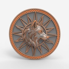 Wolf Medallion Relief 3D Model STL File for Wood CNC Carving
