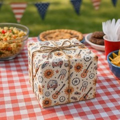 Boho Americana Festival Sunflowers VW Bus 4th of July Hippie Pattern Digital Art
