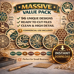 Coasters SVG Bundle, 96 Laser Cut Files, Cricut Glowforge, Digital Download