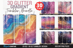 3D Tumbler Wrap Bundle PNG 20oz 30oz Skinny Sublimation , Digital Download