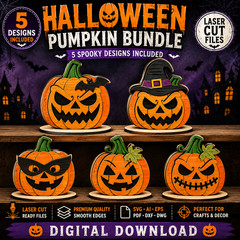 Layered Halloween Pumpkin SVG Bundle Laser Cut Glowforge DXF, Digital Download