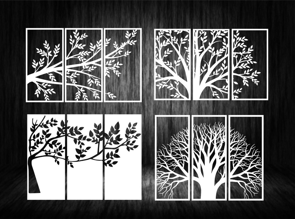 DXF-CDR of PLASMA LASER & ROUTER Cut -CNC BEST 4 PANEL TREE OF LIFE 01