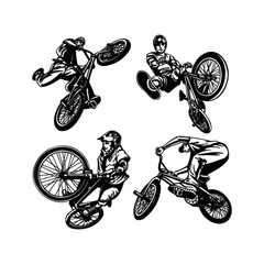 BMX BIKE RIDER TRICKS CLIPART IMAGES-EPS VECTOR CLIP ART-VINYL CUTTER PLOTTER CD
