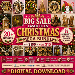 Christmas Laser Cut Mega Bundle 20+, 3D SVG Files, Digital Download