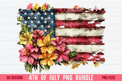 Retro 4th of July USA PNG Bundle Sublimation Designs, Digital Download