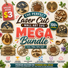 100+ Laser Cut Wall Art SVG Bundle | Glowforge DXF Files | Digital Download