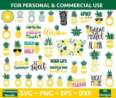 Pineapple SVG Bundle, Pineapple Bundle svg files, Pineapple Monogram, Tropical