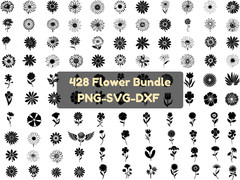 428 Flower SVG Bundle Floral Cut Files Cricut Rose Daisy Hibiscus Silhouette EPS