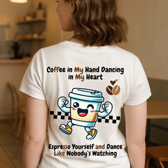 Dancing Coffee Cup PNG – Funny Coffee T-Shirt Design – Coffee in My Hand
