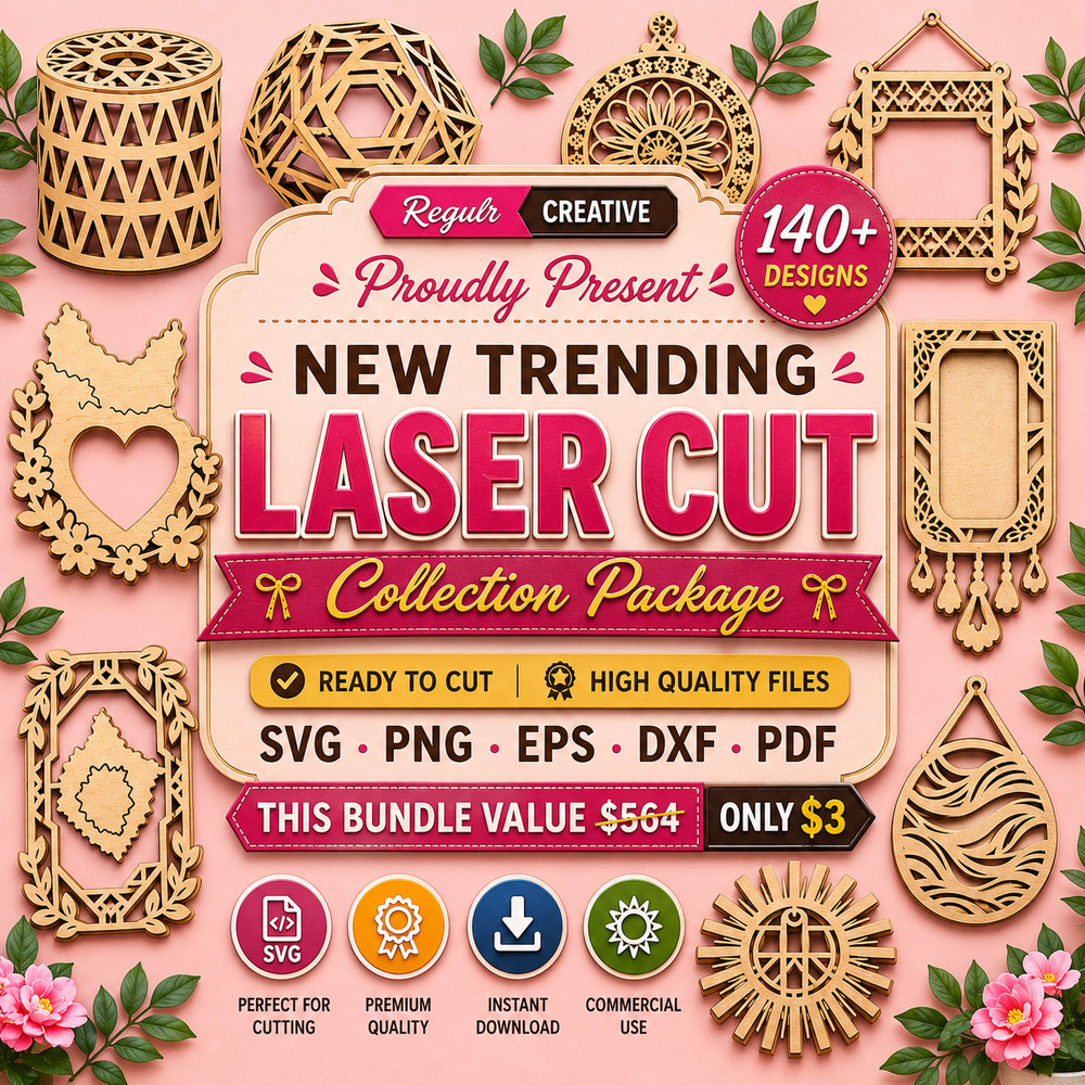 Laser Cut SVG Mega Bundle, 140+ Stunning Designs, Digital Download