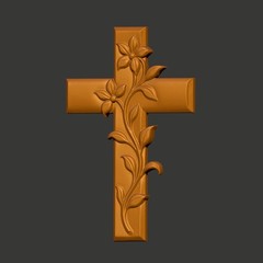STL File Floral Cross 3D Printable Model for Maker CNC Projects
