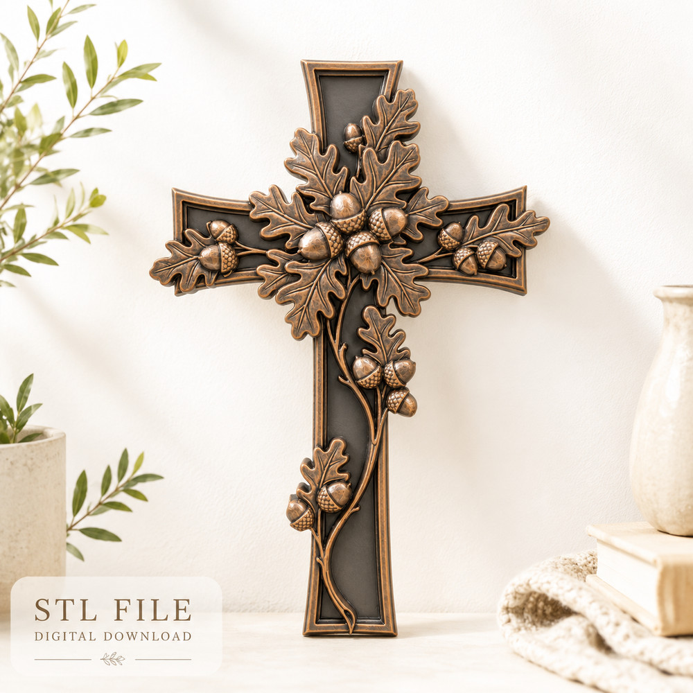 Floral cross STL File Floral Cross 3D Printable Model for CNC Woodworking