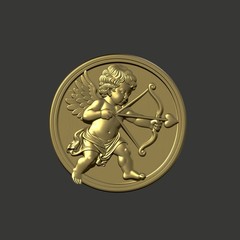 CNC Carved Cherub Bow Arrow – Model – STL File for Laser Engrave & CNC Route