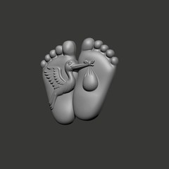 Personalized Baby Feet Stork 3D Art File – STL for CNC Router & 3D Printing