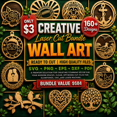 Creative Laser Cut Wall Art Mega Bundle SVG , 160+ Designs, Digital Download
