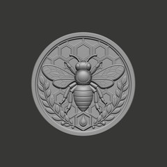 CNC Bee Medallion – Model – STL File for Laser & CNC Routing