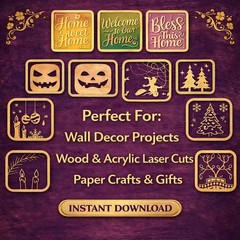 Laser Cut Wall Decor SVG Bundle, 60 Designs, Cricut Glowforge, Digital Download
