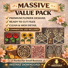 Flowers SVG Bundle, 96 Laser Cut Files, Cricut Silhouette, Digital Download