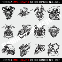 TRIBAL FLAMES MOTORCYCLES-BIKES CLIPART-VECTOR CLIP ART-VINYL CUTTER PLOTTER CD