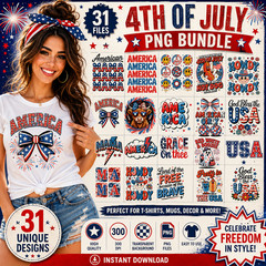4Th of July US Independence Day Png Bundle, Digital Download