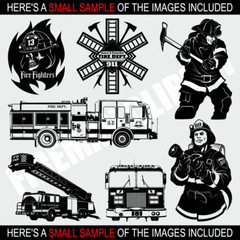 FIREMAN-FIREFIGHTER CLIPART-VECTOR CLIP ART-VINYL CUTTER PLOTTER-EPS GRAPHICS CD