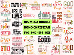 105 Boho Christian SVG Bundle Bible Verse PNG Botanical Faith Scripture Cricut