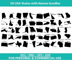 50 US States map Bundle SVG, States svg, US state svg, United States Vector File