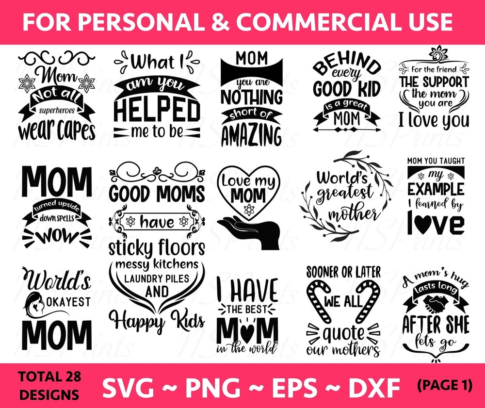 28 Mom Bundle SVG, Mothers Day Svg, Mom Svg, Mom Life Svg, Girl Mom Svg, Mama