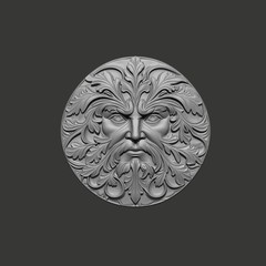 Green Man Relief Relief 3D Model STL File for Wood CNC Carving