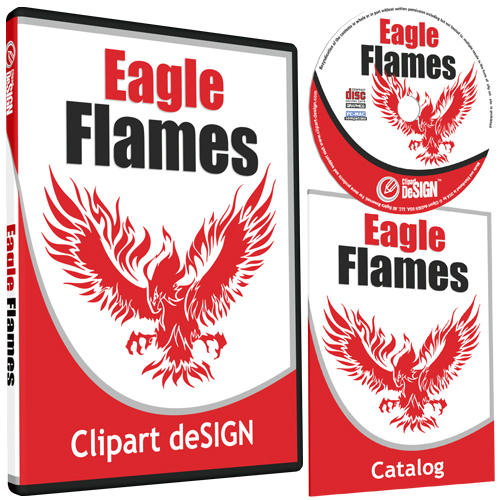 EAGLE FLAMES CLIPART -VINYL CUTTER PLOTTER CLIP ART IMAGES-VECTOR CD