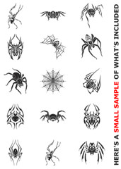 SPIDERS CLIPART-VECTOR CLIP ART-VINYL CUTTER PLOTTER IMAGES &T-SHIRT GRAPHICS CD