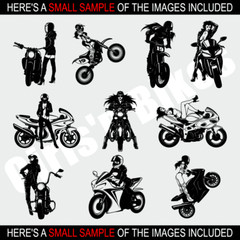 GIRLS-BIKES-MOTORCYCLE CLIPART-VECTOR CLIP ART-VINYL CUTTER PLOTTER -GRAPHICS CD