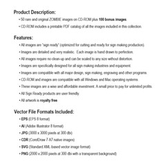 ZOMBIES CLIPART-VECTOR CLIP ART-VINYL CUTTER PLOTTER IMAGES &T-SHIRT GRAPHICS CD