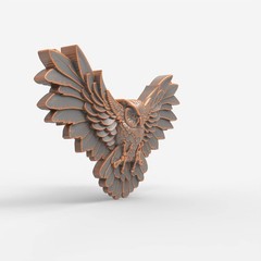 Flying Owl Relief Relief 3D Model STL File for CNC Router Wood Carving