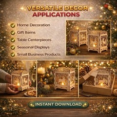 Wooden Lantern Laser Cut Files, Home Decor, Digital Download