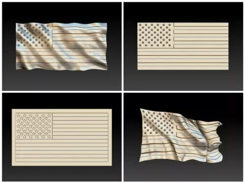 14 svg files cutting vectors Design 3D png models for CNC – 14 Set USA Flags