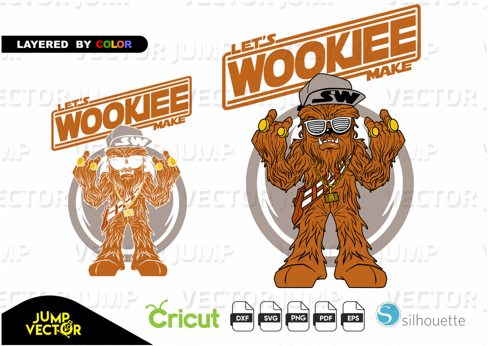 CHEWBACCA de corte Archivo en SVG, ESP, DXF y formato PNG para Cricut