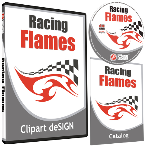 RACING FLAMES CLIPART-VINYL CUTTER PLOTTER IMAGES-EPS VECTOR CLIP ART CD