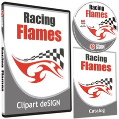 RACING FLAMES CLIPART-VINYL CUTTER PLOTTER IMAGES-EPS VECTOR CLIP ART CD