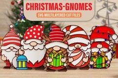 Christmas Gnome SVG Bundle, 38 Designs Multilayer 3D Papercut, Digital Download