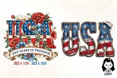 4th of July 250th Anniversary USA PNG Bundle, Digital Download