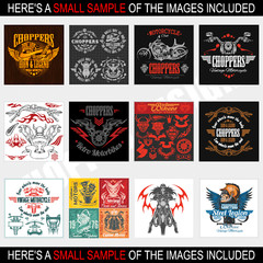 CHOPPER MOTORCYCLE CLIPART-VECTOR CLIP ART IMAGES +T-SHIRT GRAPHICS+TEMPLATES CD