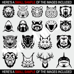 ANIMAL HEADS CLIPART IMAGES-VECTOR CLIP ART-VINYL CUTTER PLOTTER EPS GRAPHICS CD