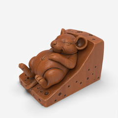 Mouse Cheese Relief Relief 3D Model STL File for CNC Wood Carving
