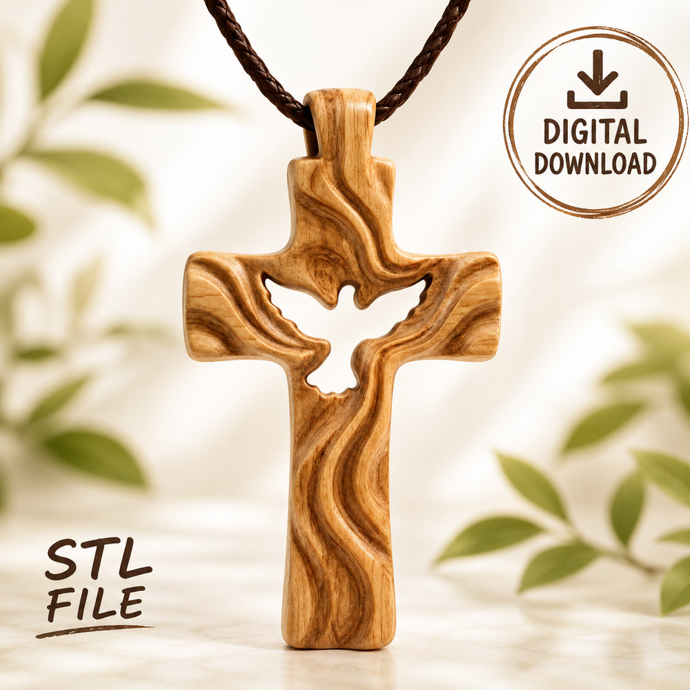 Digital Cross Dove – STL – 3D Model for CNC and 3D Printer