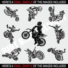 DIRT BIKES-MOTORCYCLE CLIPART -VECTOR CLIP ART -VINYL CUTTER PLOTTER GRAPHICS CD