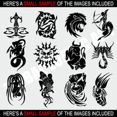 TRIBAL ZODIAC CLIPART -VECTOR CLIP ART IMAGES -VINYL CUTTER PLOTTER GRAPHICS CD