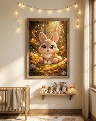 Cute Bunny Digital Illustration | Whimsical Character Artwork