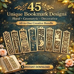 45 Laser Cut Bookmarks SVG Bundle, Commercial Use, Digital Download