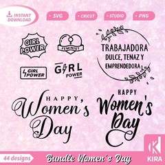 Bundle 44 Women’s Day, March 8 design, Svg, cricut, png, Silhouette file digital